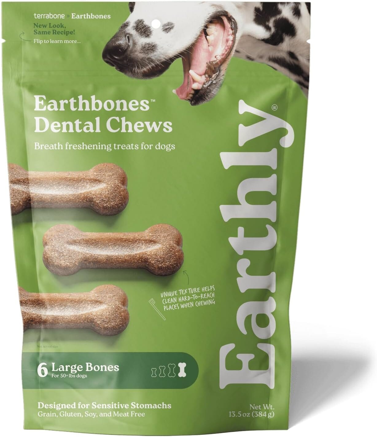 Presidio Earthbones Dental Chews Fresh Breath Dog Treats - Large - 6 Count