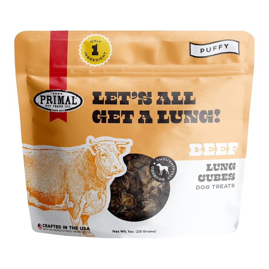 Primal Lets All Get a Lung Beef Lung Cubes Natural Dog Training Chews - 1.5 Oz