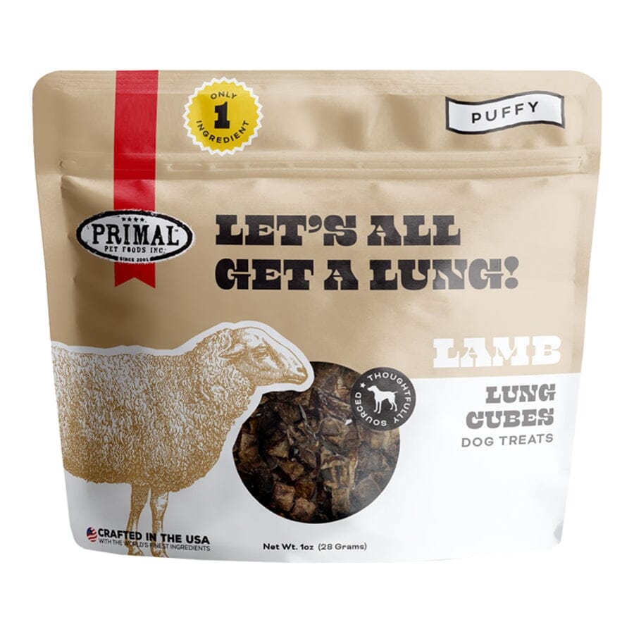 Primal Lets All Get a Lung Lamb Lung Cubes Natural Dog Training Chews - 1.5 Oz