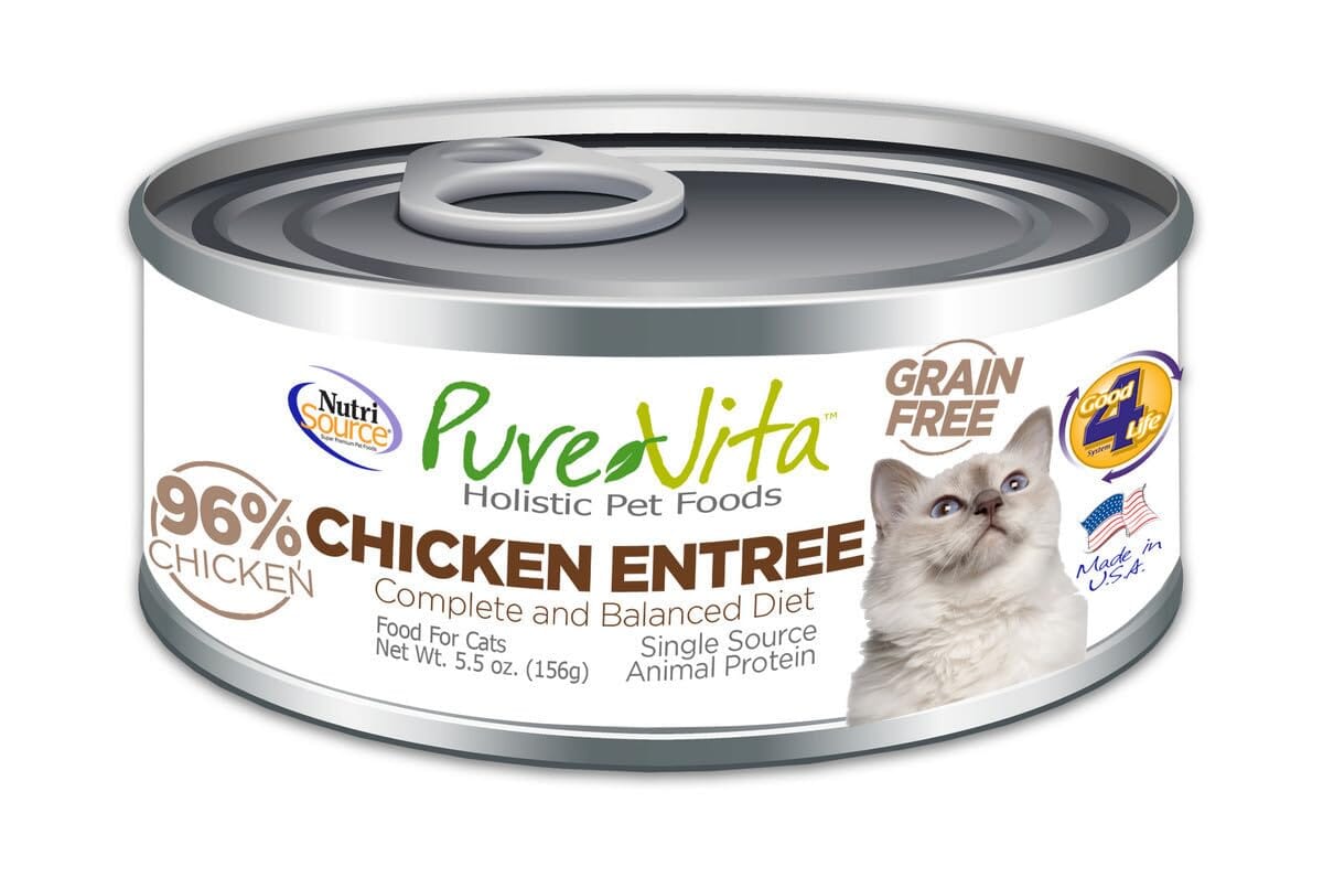 PureVita Grain-Free Chicken and Liver Entrée Canned Cat Food - 5.5 Oz - Case of 12