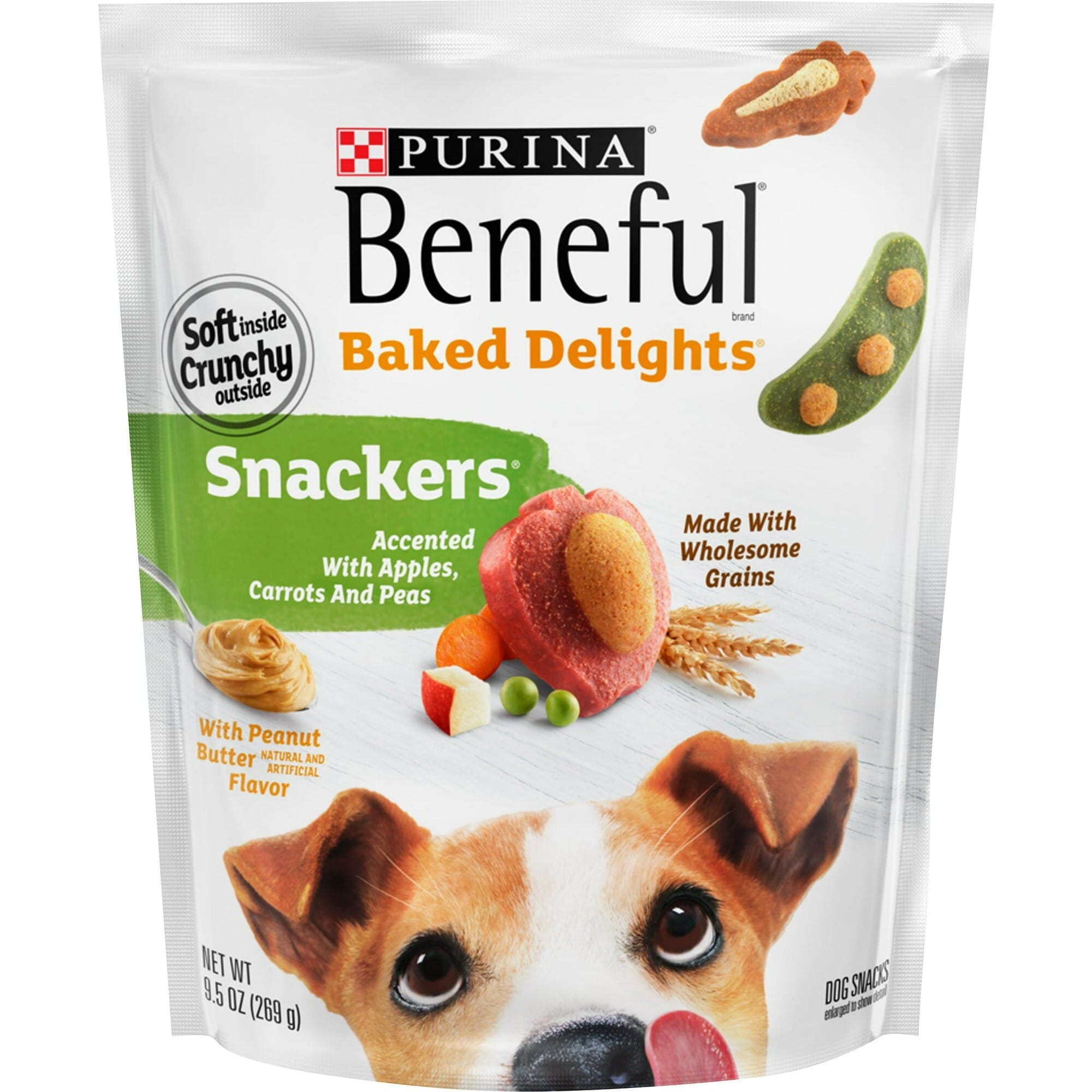 Purina Beneful Baked Delights Snackers Peanut Butter with Fruits Veggies and Grains Crunchy Dog Treats - 9.5 Oz - 5 Pack