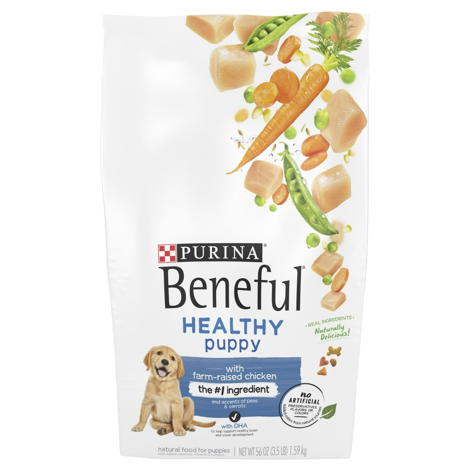 Purina Beneful Healthy Puppy Farm-Raised Chicken Carrots and Peas Dry Dog Food - 3.5 Lbs - Case of 4