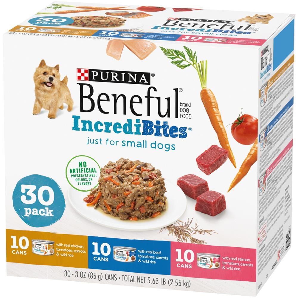 Purina Beneful Incredibites Chicken Salmon and Beef Pate Small-Breed Canned Dog Food - Variety Pack - 3 Oz - 30 Count