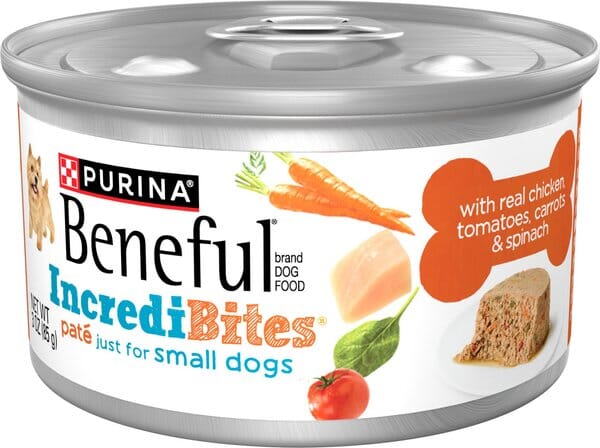 Purina Beneful Incredibites Chicken Tomatoes Carrots and Spinach Pate Small-Breed Canned Dog Food - 9 Oz - Case of 8