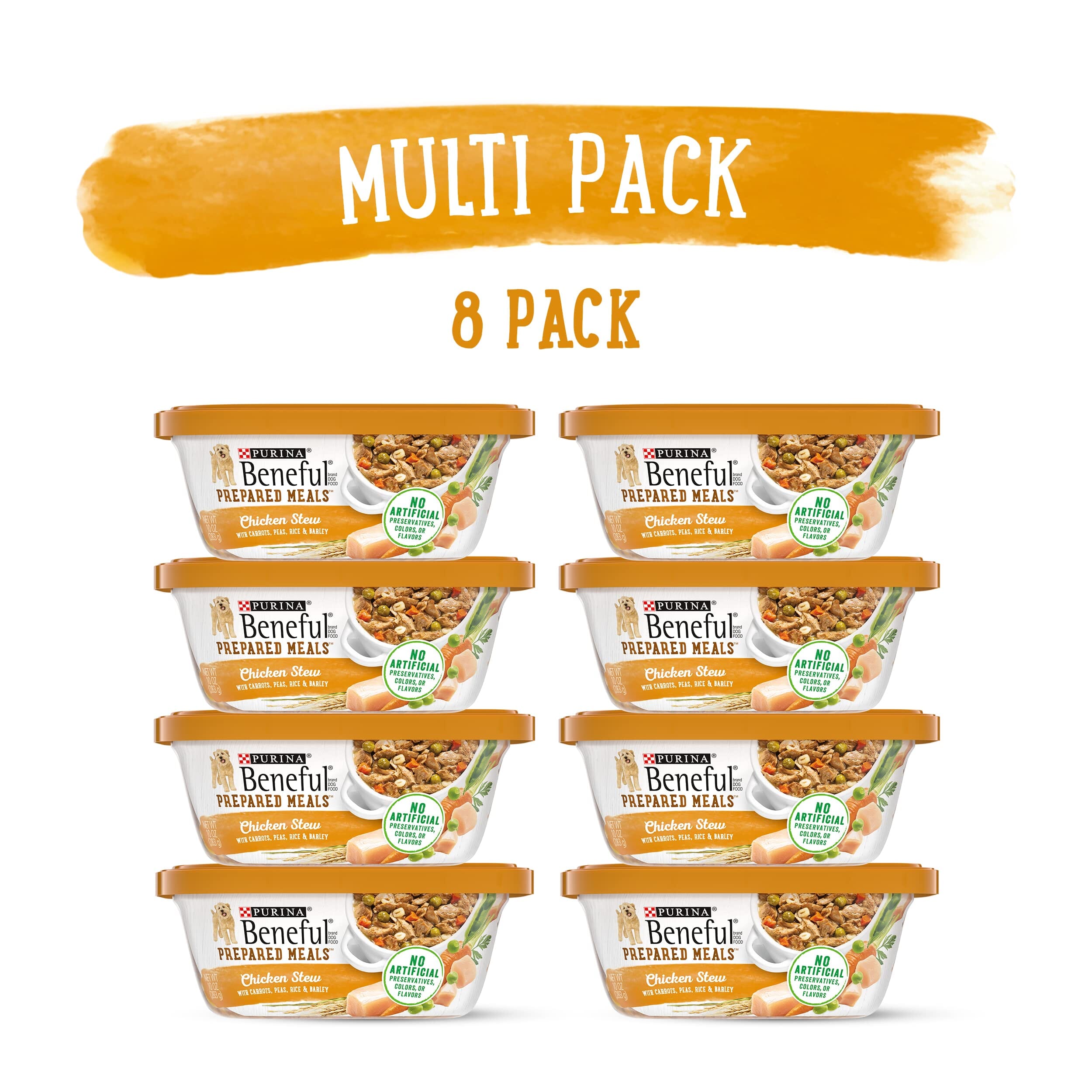 Purina Beneful Prepared Meals Chicken Stew with Carrots Peas Rice and Barley Wet Dog Food Trays - 10 Oz - Case of 8