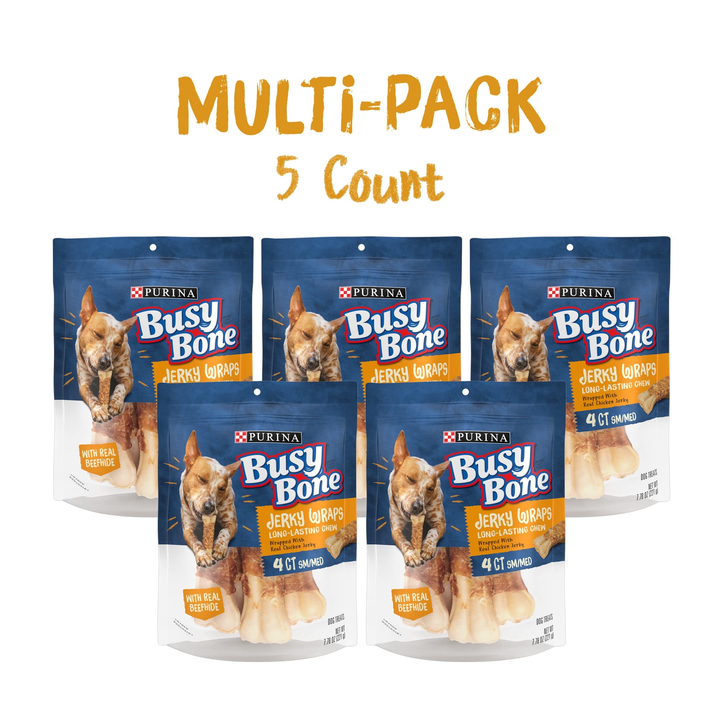Purina Busy Bone Jerky Wraps Chicken and Beefhide Rawhide Dog Treats - 7.78 Oz - Case of 5