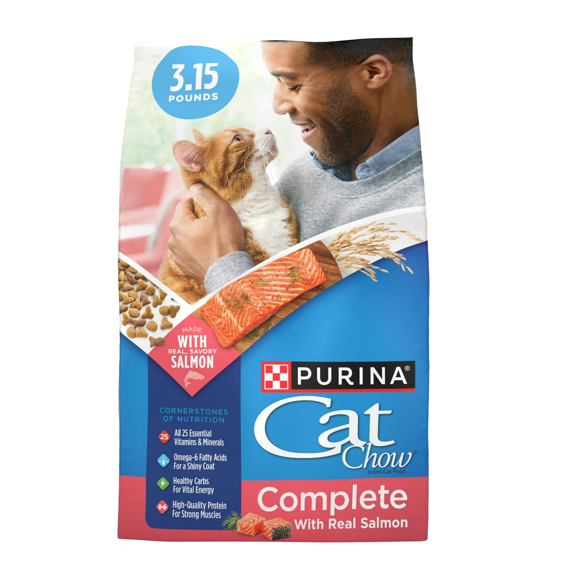 Purina Cat Chow Complete Salmon Dry Cat Food - 3.15 Lbs - Case of 4