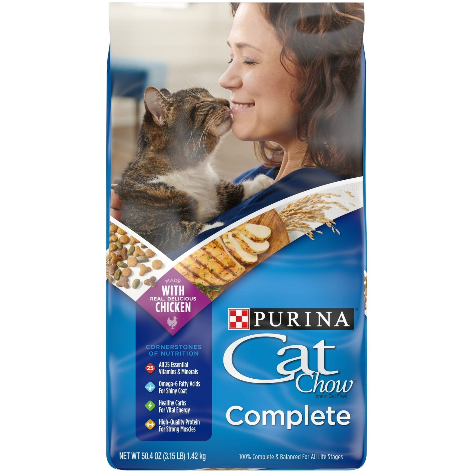 Purina Cat Chow Complete with Chicken Adult Dry Cat Food - 3.15 Lbs - Case of 4