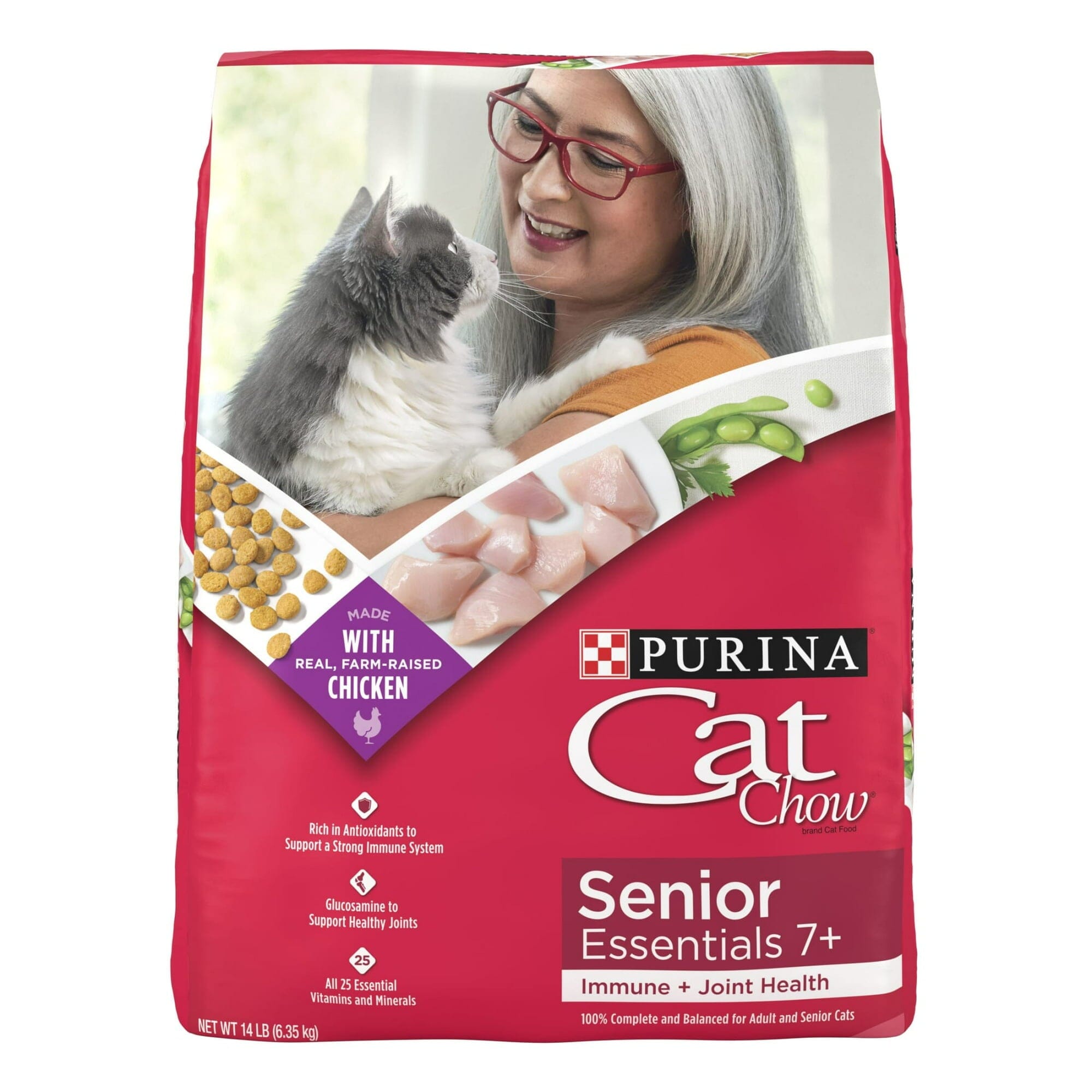 Purina Cat Chow Immune and Joint Support Chicken Adult Senior 7+ Dry Cat Food - 14 Lbs