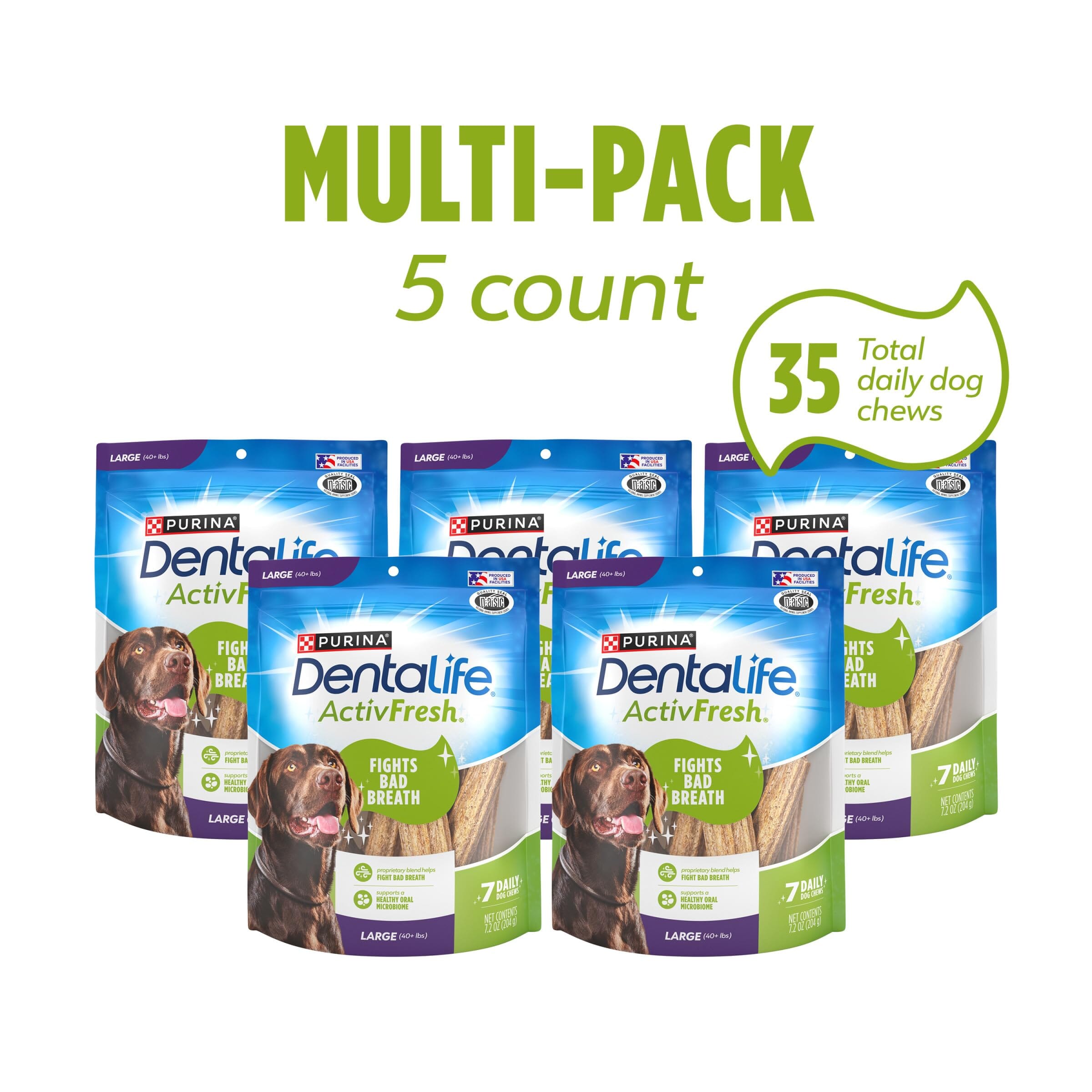 Purina DentaLife ActivFresh Dental Dog Chews - Large - 7.2 Oz - 5 Pack