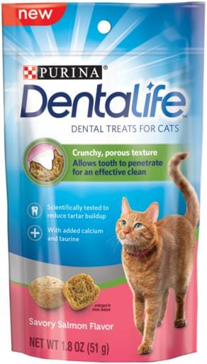Purina DentaLife Savory Salmon Crunchy Dental Cat Treats - 1.8 Oz - 10 Pack