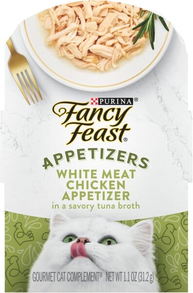 Purina Fancy Feast Appetizers White Meat Chicken in Tuna Broth Wet Cat Food and Topper Pouch - 1.1 Oz - Case of 10