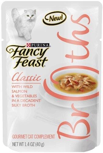 Purina Fancy Feast Broths Classic Salmon and Veggies Wet Cat Food or Topper Pouch - 1.4 Oz - Case of 16