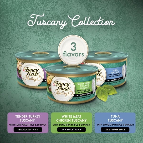 Purina Fancy Feast Elegant Medley's Tuscany Collection Chicken Turkey Tuna Canned Cat Food - Variety Pack - 3 Oz - Case of 12 - 2 Pack