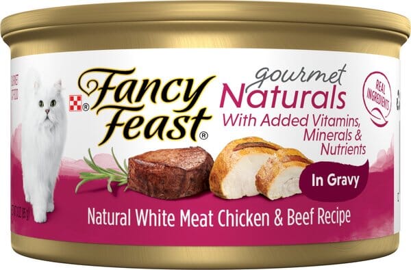 Purina Fancy Feast Gourmet Naturals Chicken Beef in Gravy Canned Cat Food - 3 Oz - Case of 12