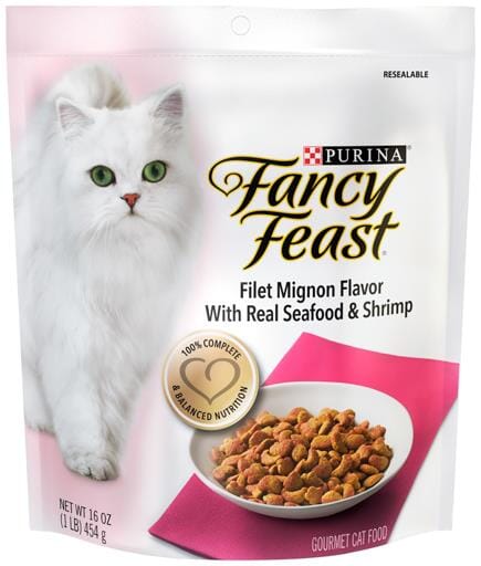 Purina Fancy Feast Gourmet Naturals Filet Mignon with Seafood and Shrimp Dry Cat Food - 16 Oz - Case of 4