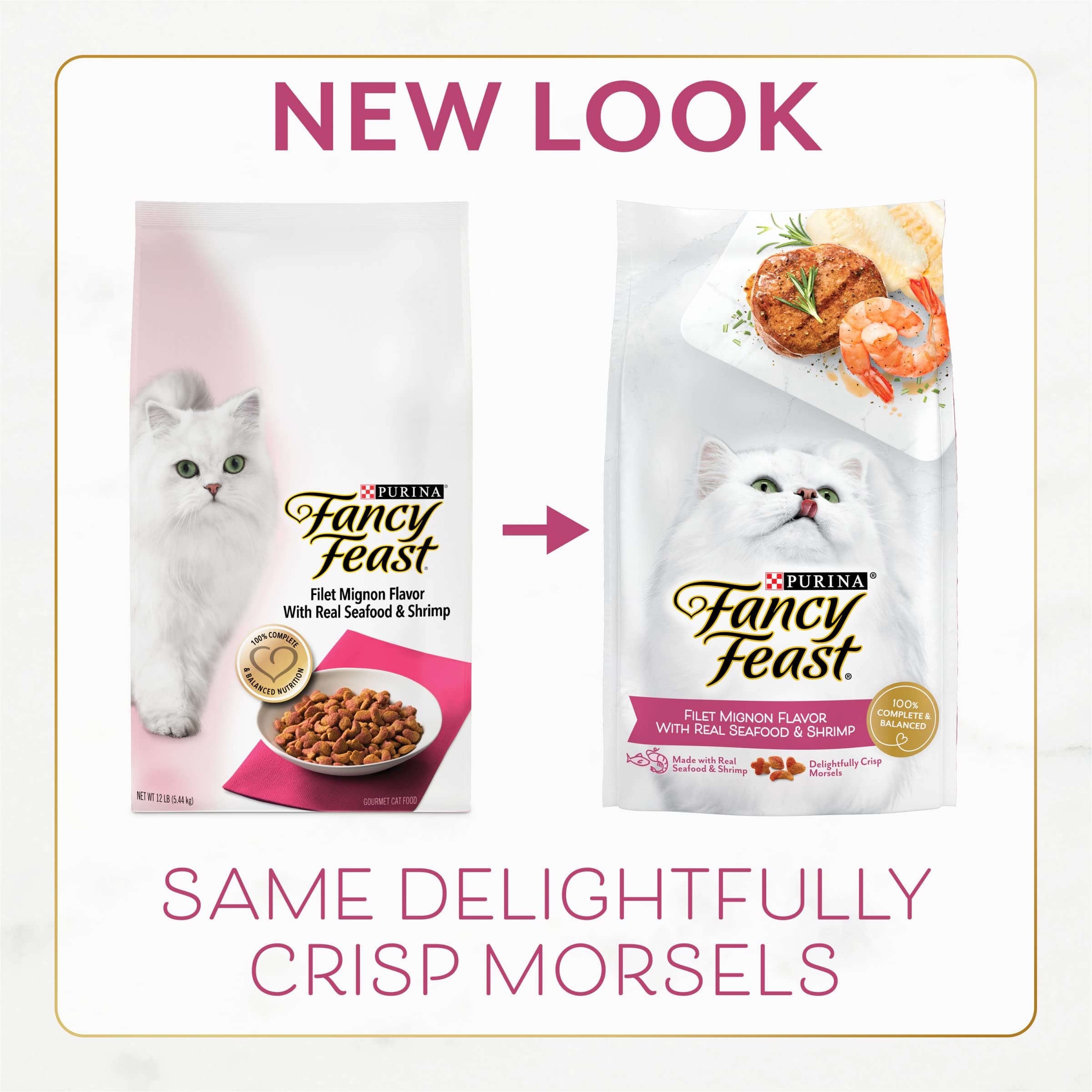 Purina Fancy Feast Gourmet Naturals Filet Mignon with Seafood and Shrimp Dry Cat Food - 7 Lbs - Case of 4