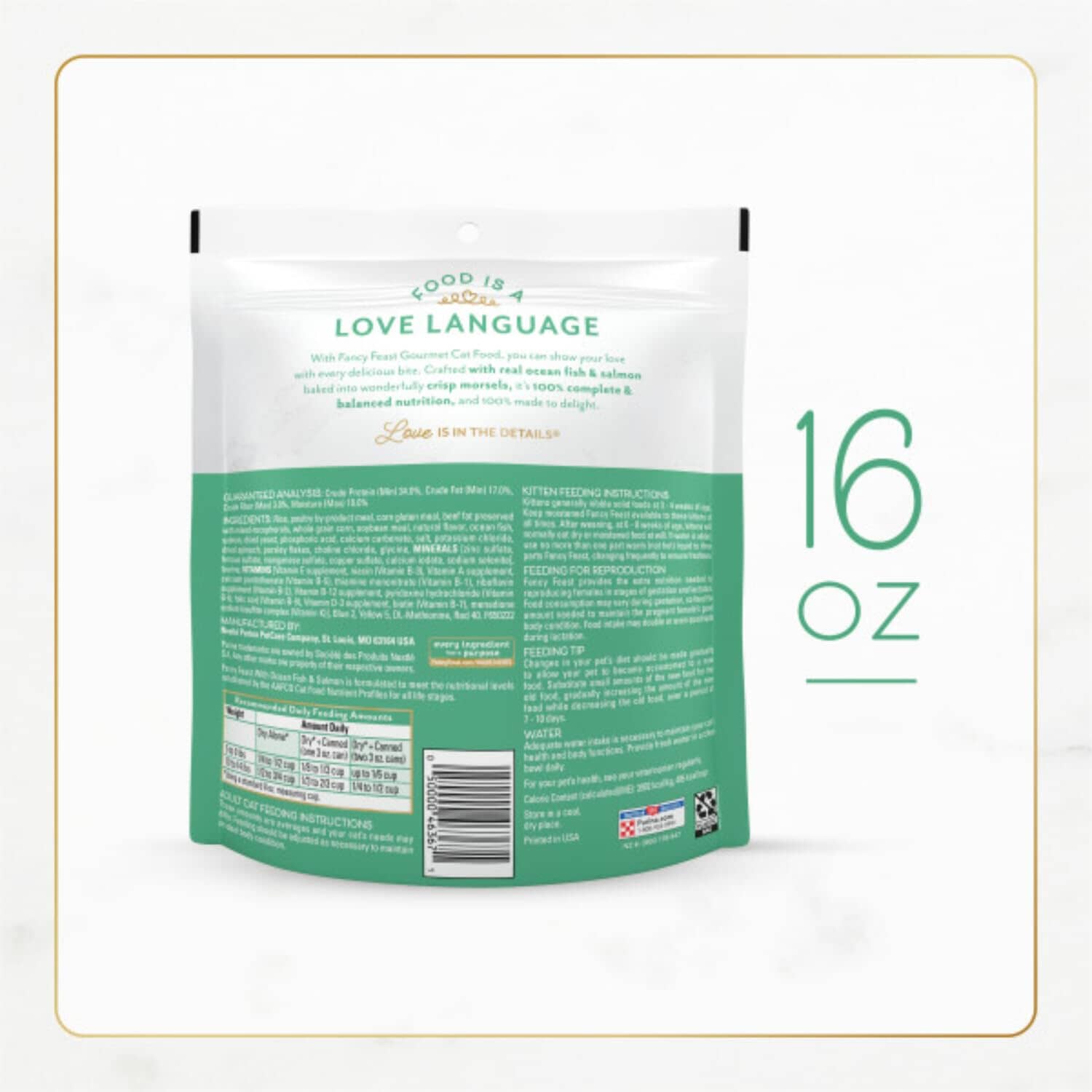 Purina Fancy Feast Gourmet Naturals Oceanfish and Salmon and Garden Greens Dry Cat Food - 16 Oz - Case of 4