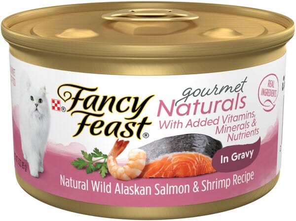 Purina Fancy Feast Gourmet Naturals Salmon and Shrimp in Gravy with Vitamins and Minerals Canned Cat Food - 3 Oz - Case of 12