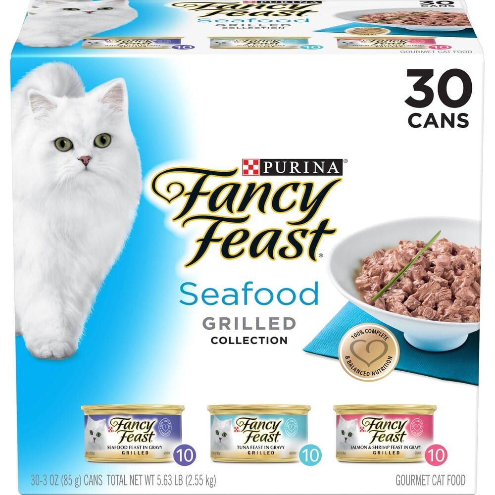 Purina Fancy Feast Grilled Seafood Collection Seafood Tuna and Salmon Canned Cat Food - Variety Pack - 3 Oz - Case of 30