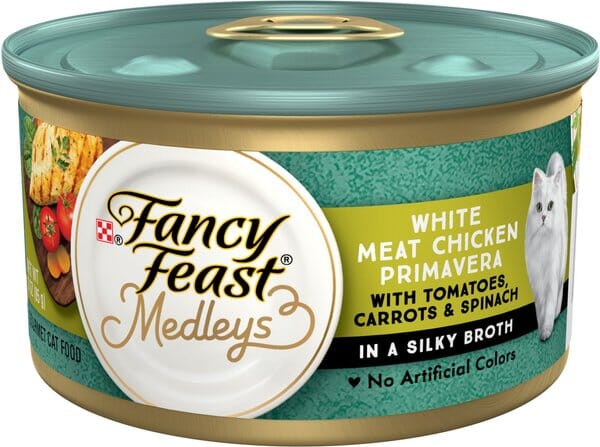 Purina Fancy Feast Medley's Chicken Primavera with Tomatoes Carrots and Spinach Pate Canned Cat Food - 3 Oz - Case of 24