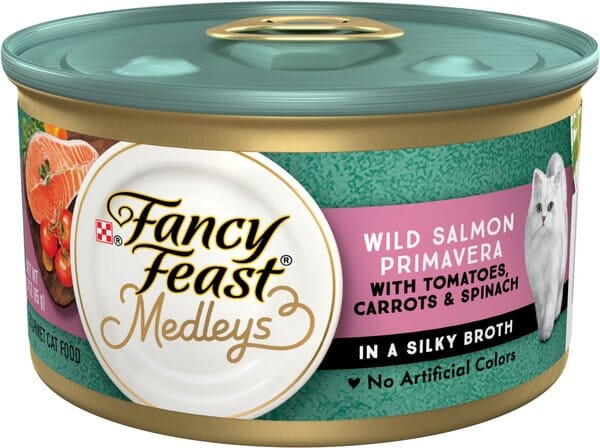 Purina Fancy Feast Medley's Salmon Primavera with Tomatoes Carrots and Spinach Pate Canned Cat Food - 3 Oz - Case of 24