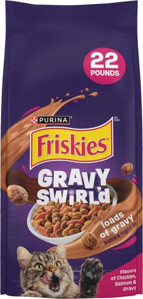 Purina Friskies Gravy Swirlers with Chicken Salmon and Dried Gravy Adult Dry Cat Food - 22 Lbs
