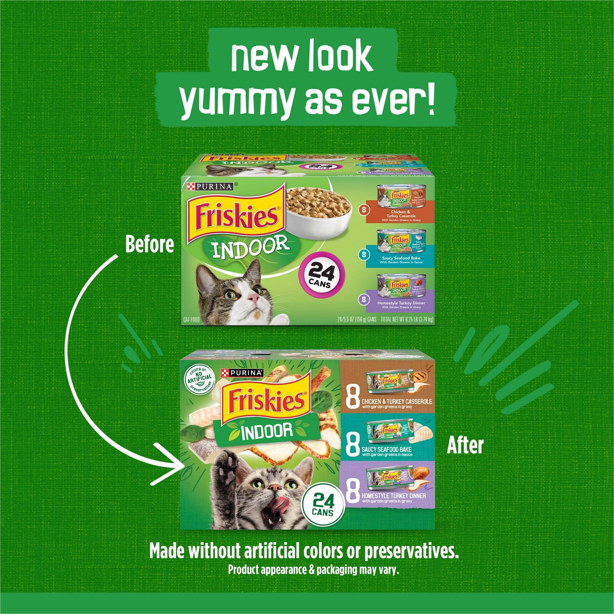 Purina Friskies Indoor Chicken Turkey Seafood in Sauce and Gravy Canned Cat Food - Variety Pack - 5.5 Oz - 24 Count