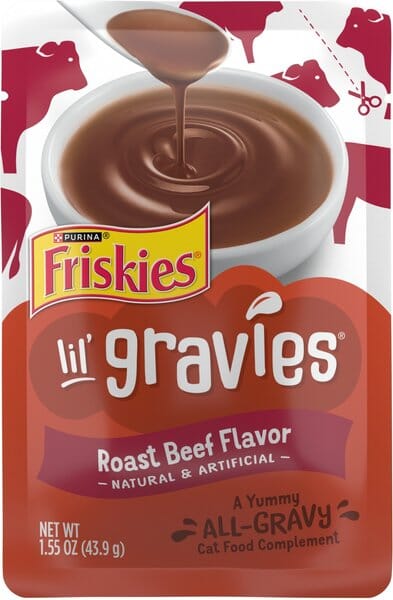 Purina Friskies Lil' Gravies Roast Beef Wet Cat Food Topper Pouch - 1.55 Oz - Case of 16