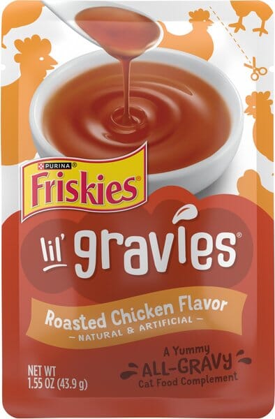 Purina Friskies Lil' Gravies Roasted Chicken Wet Cat Food Topper Pouch - 1.55 Oz - Case of 16