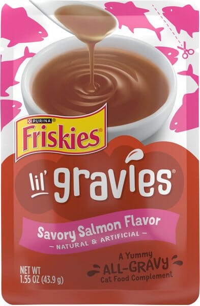 Purina Friskies Lil' Gravies Salmon Wet Cat Food Topper Pouch - 1.55 Oz - Case of 16