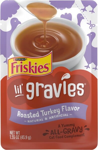 Purina Friskies Lil' Gravies Turkey Wet Cat Food Topper Pouch - 1.55 Oz - Case of 16