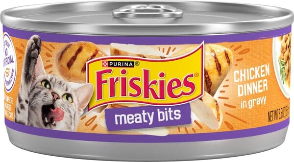 Purina Friskies Meaty Bits Chicken Dinner in Gravy Canned Cat Food - 5.5 Oz - Case of 24