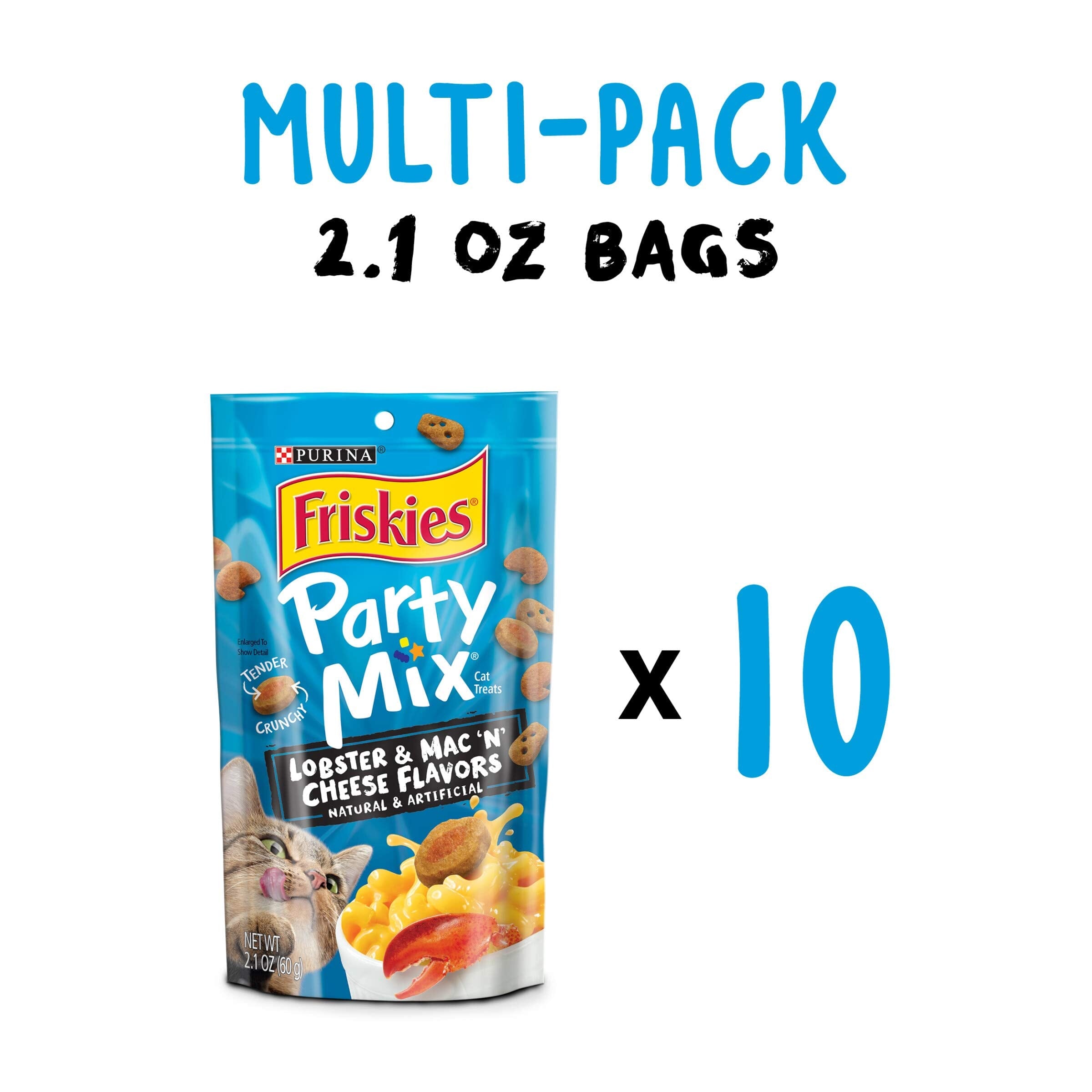Purina Friskies Party Mix Lobster Mac and Cheese Crunchy Cat Treats - 2.1 Oz - Case of 10