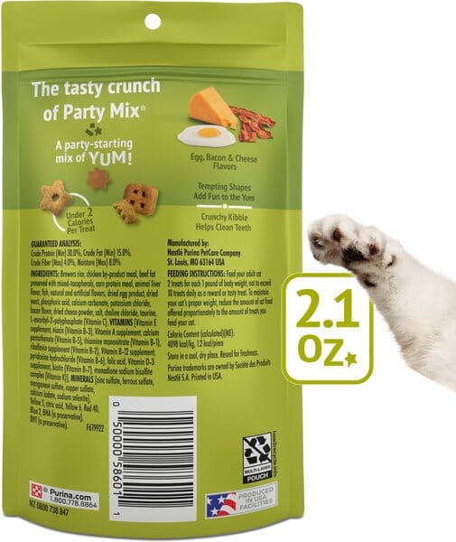 Purina Friskies Party Mix Morning Munch Eggs Bacon and Cheese Crunchy Cat Treats - 2.1 Oz - Case of 10
