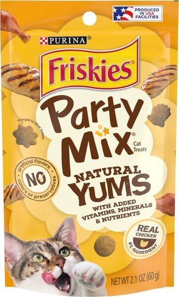 Purina Friskies Party Mix Natural Yums Chicken Crunchy Cat Treats - 2.1 Oz - Case of 10