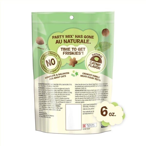 Purina Friskies Party Mix Natural Yums Chicken with Catnip and Vitamins Crunchy Cat Treats - 6 Oz - Case of 6