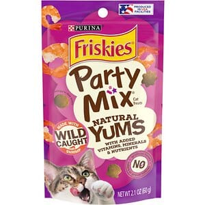 Purina Friskies Party Mix Natural Yums with Wild-Caught Shrimp Crunchy Cat Treats - 2.1 Oz - Case of 10