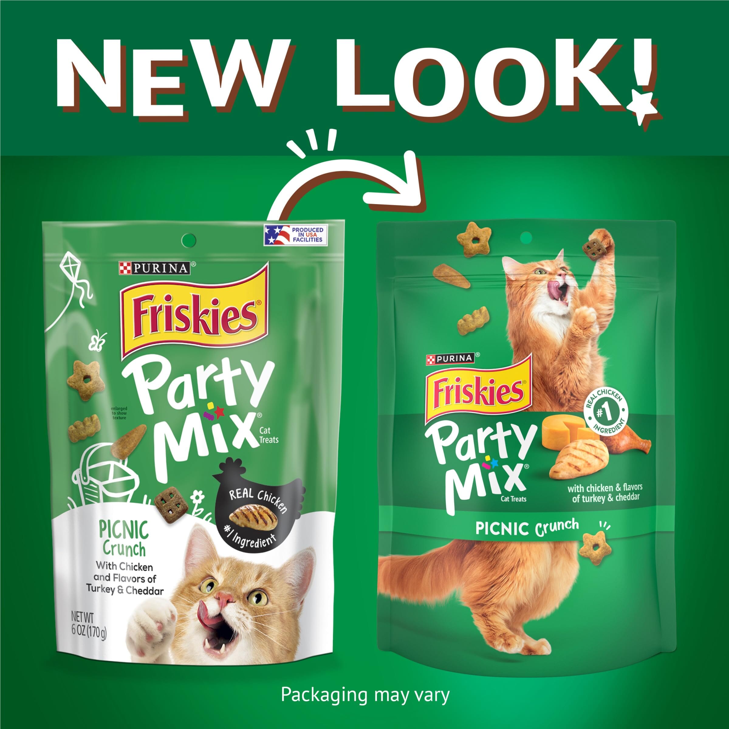 Purina Friskies Party Mix Picnic Chicken Turkey and Chedder Cheese Crunchy Cat Treats - 6 Oz - Case of 6