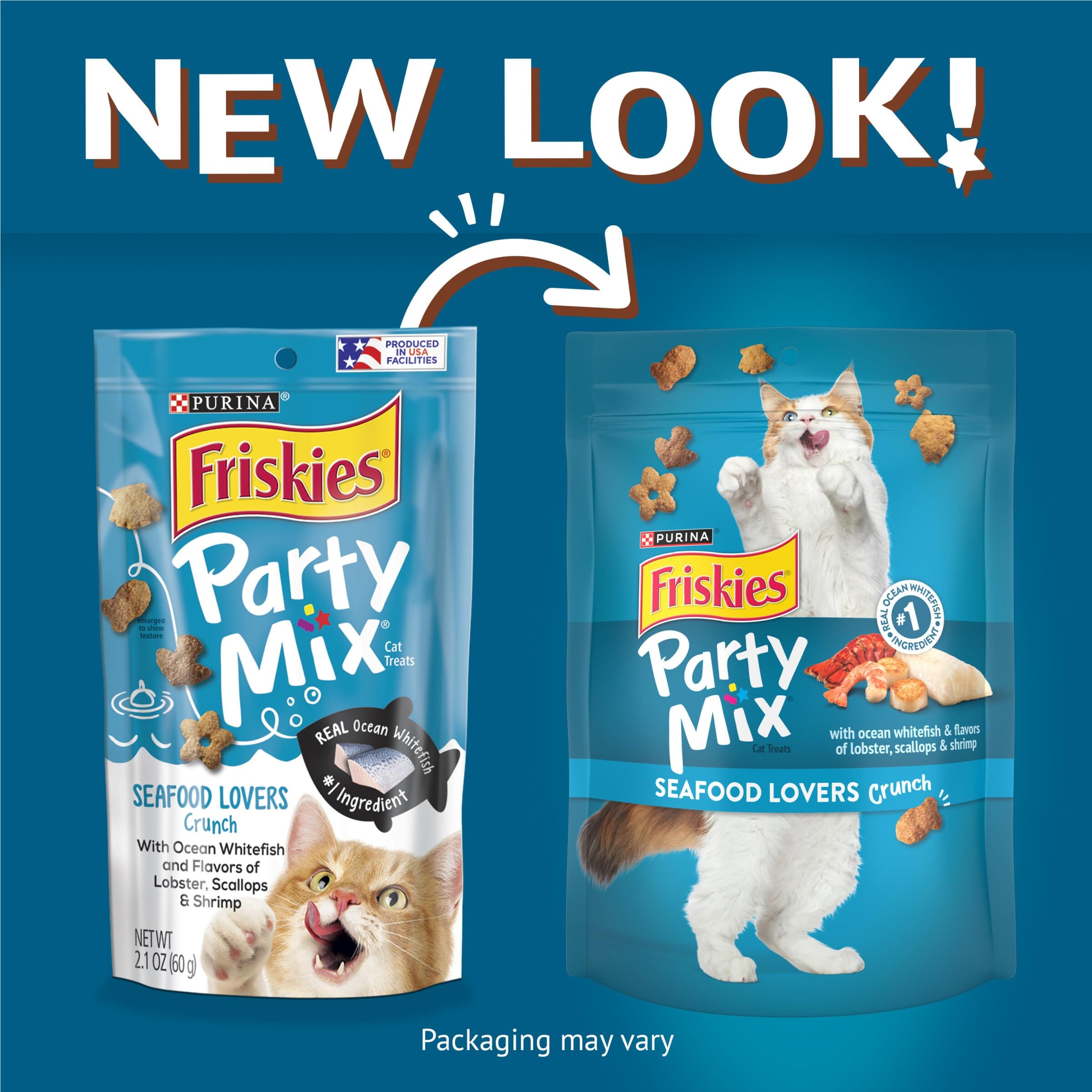 Purina Friskies Party Mix Seafood Lovers Oceanfish and Seafood Crunchy Cat Treats - 6 Oz - Case of 6