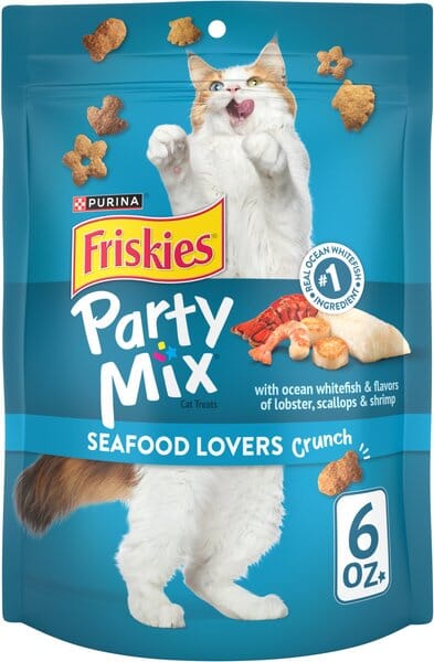 Purina Friskies Party Mix Seafood Lovers Oceanfish and Seafood Crunchy Cat Treats - 6 Oz - Case of 6