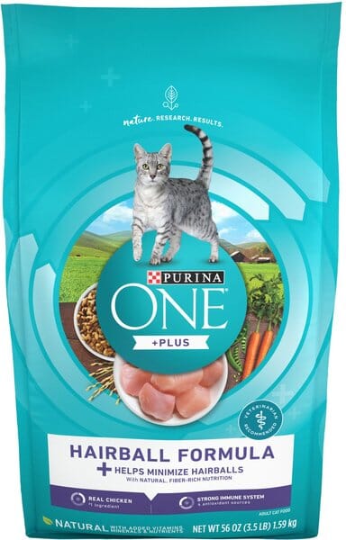 Purina One Advanced Hairball and Immune Support Formula Chicken Dry Cat Food - 3.5 Lbs - Case of 4