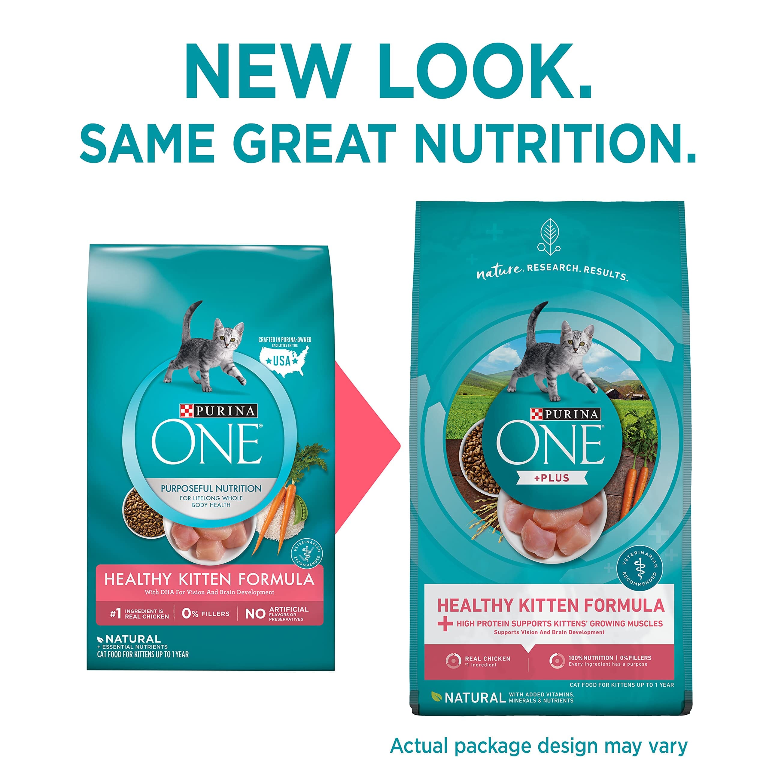 Purina One + Plus Healthy Kitten Formula High-Protein and Immune Support Chicken Dry Cat Food - 7 Lbs - Case of 4