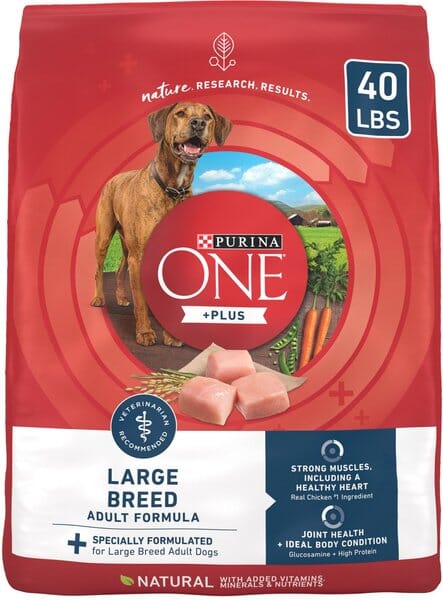 Purina One + Plus Large-Breed High-Protein Joint and Muscle Formula Chicken Dry Dog Food - 40 Lbs