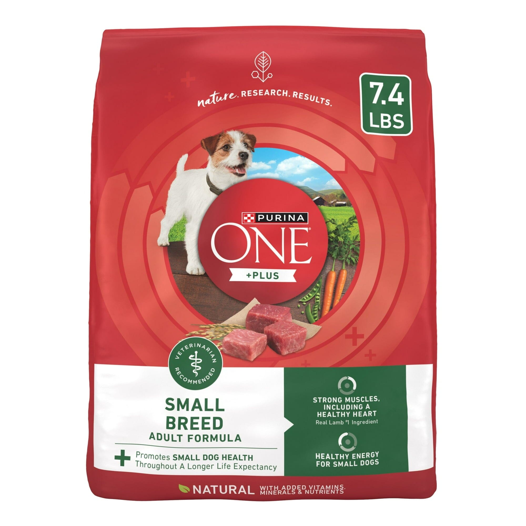 Purina One + Plus SmartBlend Heart Muscle and Energy Support Small-Breed Lamb and Rice Dry Dog Food - 7.4 Lbs - Case of 4