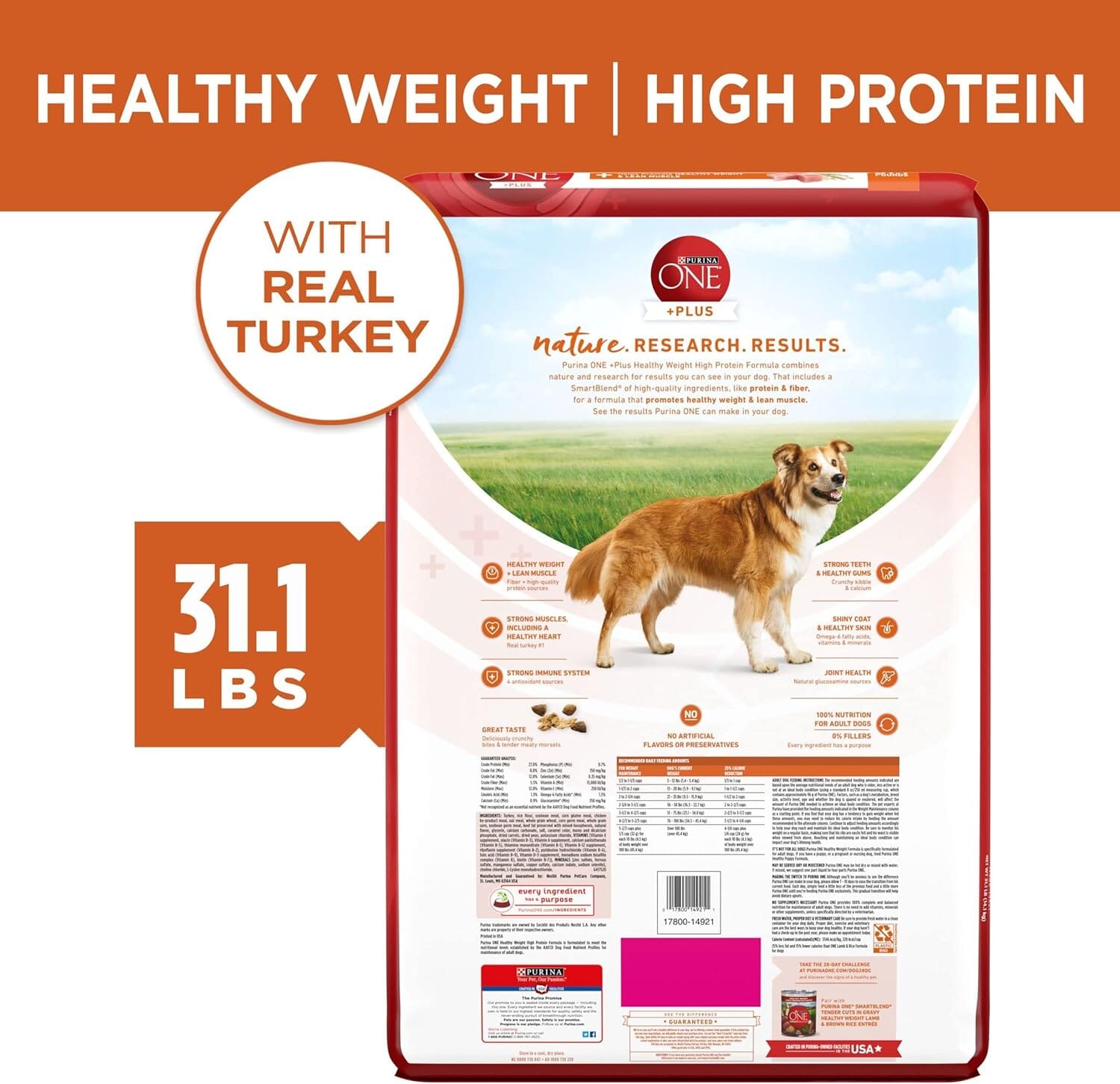 Purina One SmartBlend Healthy Weight High-Protein Formula Turkey Dry Dog Food - 31.1 Lbs