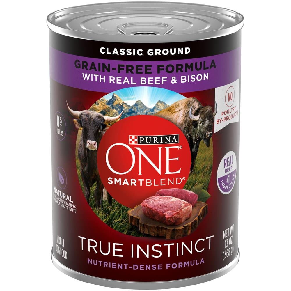 Purina One SmartBlend True Instinct Grain-Free Beef and Bison Canned Dog Food - 13 Oz - Case of 12