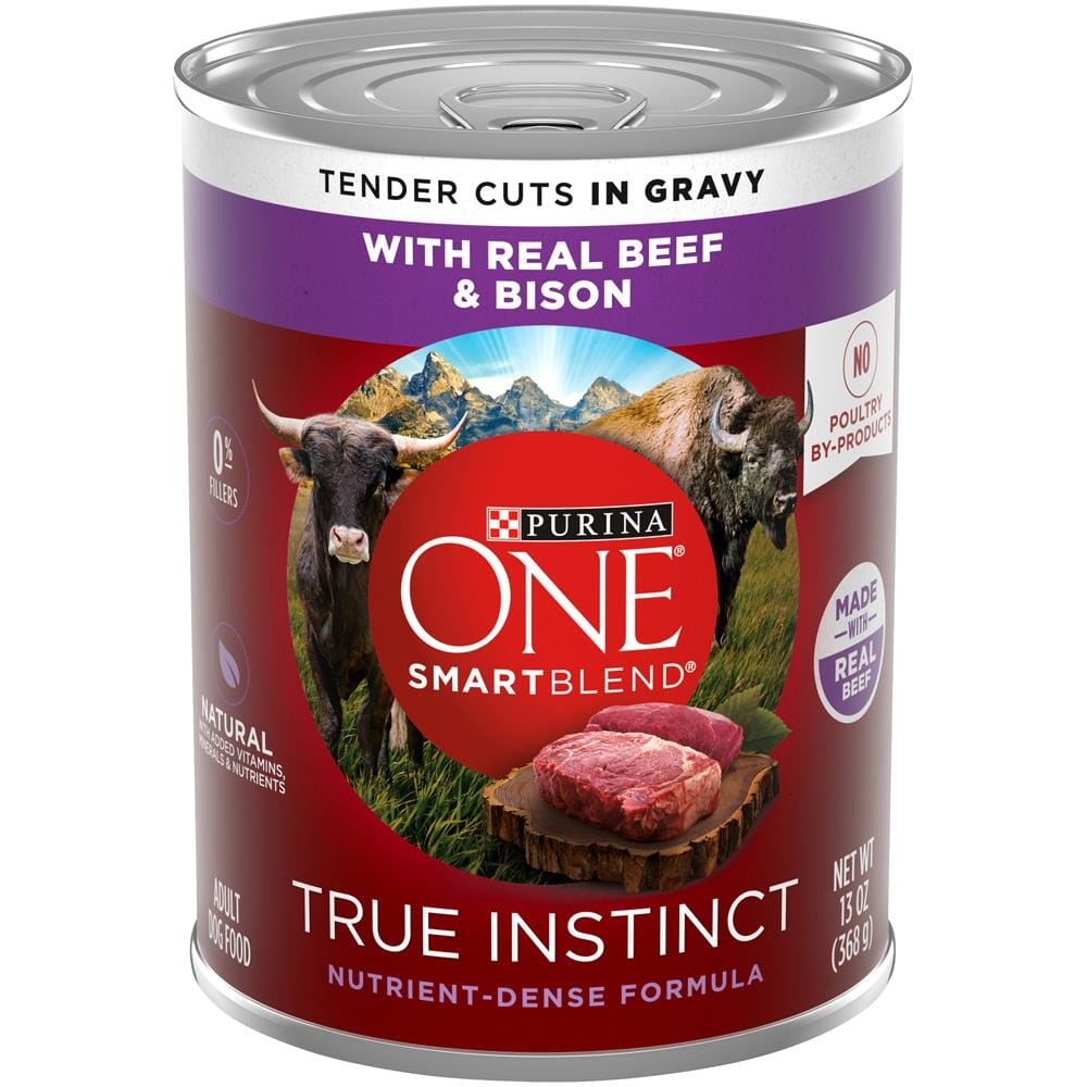Purina One SmartBlend True Instinct Tender Cuts in Gravy Beef and Bison Canned Dog Food - 13 Oz - Case of 12