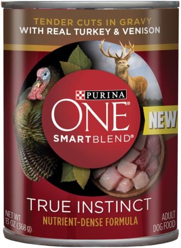 Purina One SmartBlend True Instinct Turkey and Venison Cuts in Gravy Canned Dog Food - 13 Oz - Case of 12