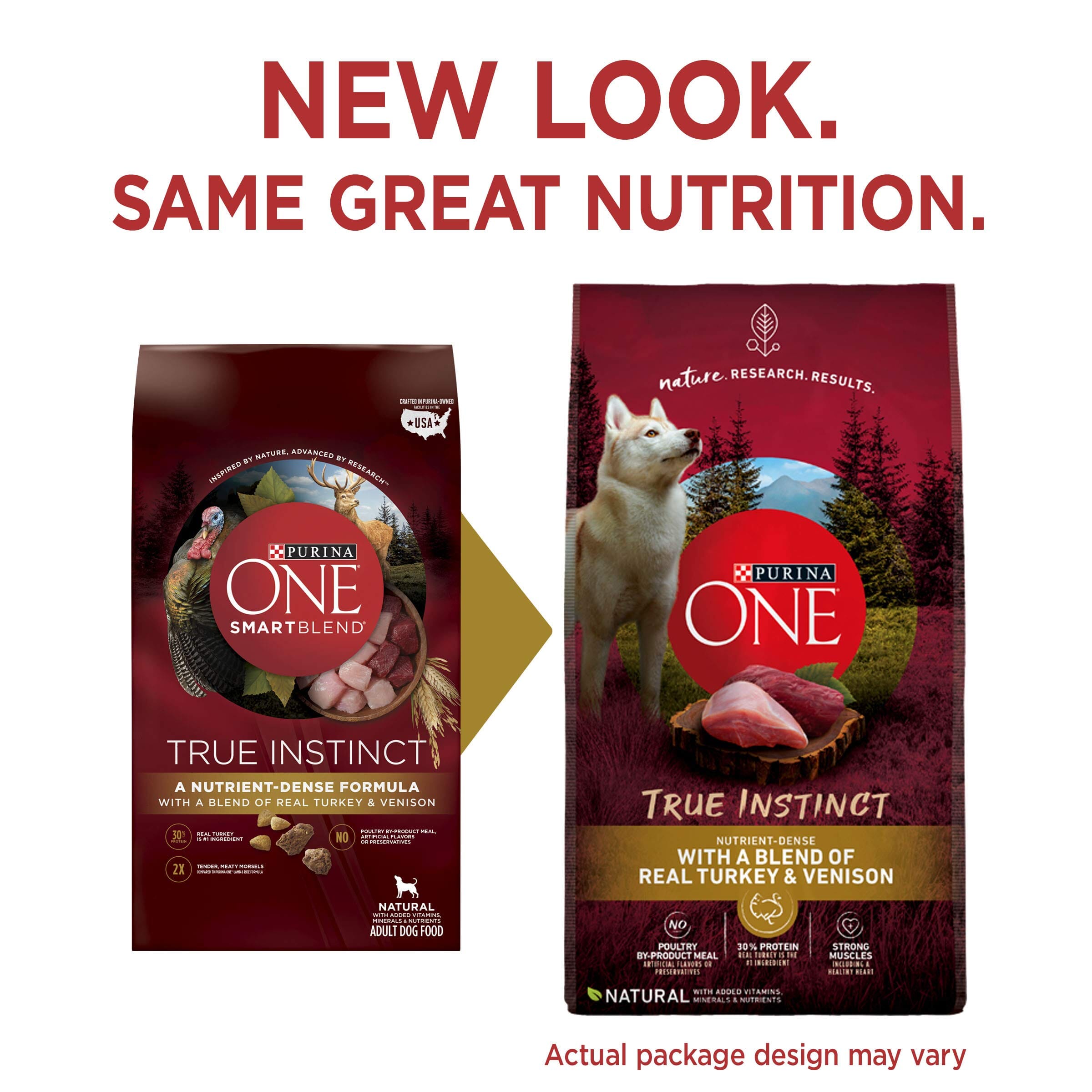 Purina One SmartBlend True Instinct Turkey and Venison Dry Dog Food - 7.4 Lbs - Case of 4